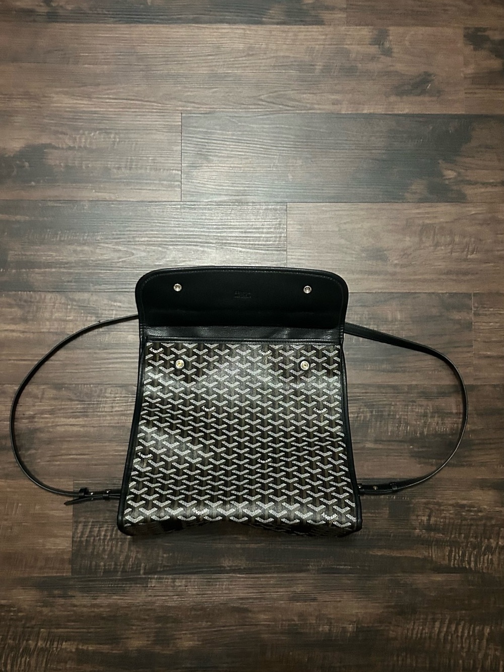 Goyard Black and White Chevron Crossbody Bag
